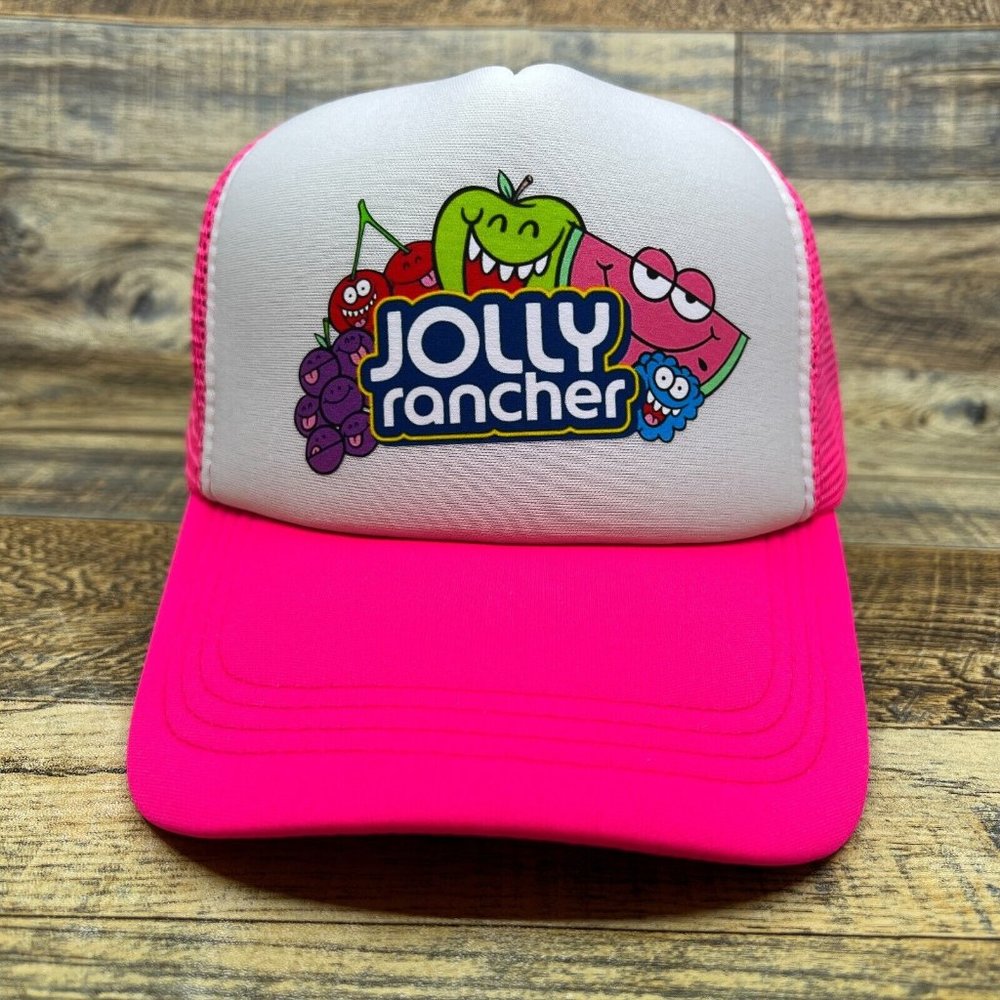 Jolly Rancher Unisex Trucker Hat Pink Snapback Vintage Retro Candy Baseball Cap